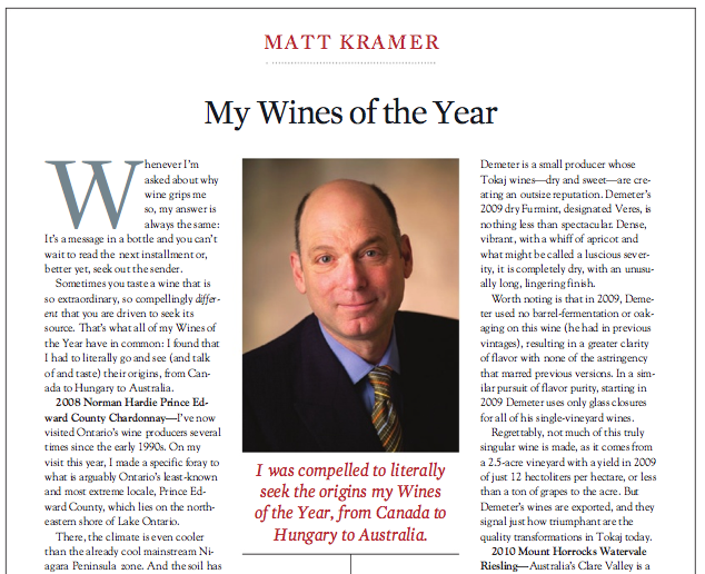 Norman Hardie Makes Matt Kramer’s Wines of the Year