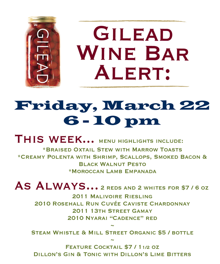 Gilead Wine Bar March 22