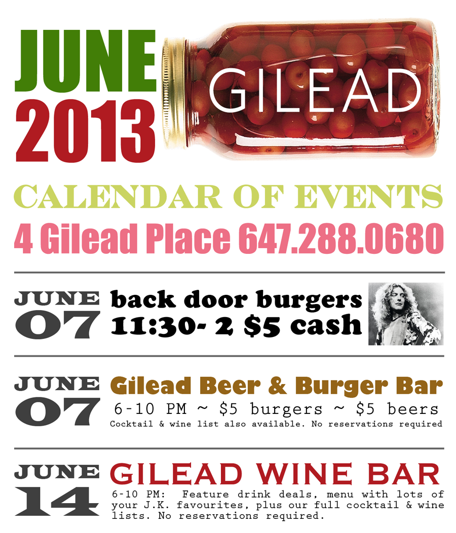 Jamie Kennedy’s Gilead – Events for June 2013