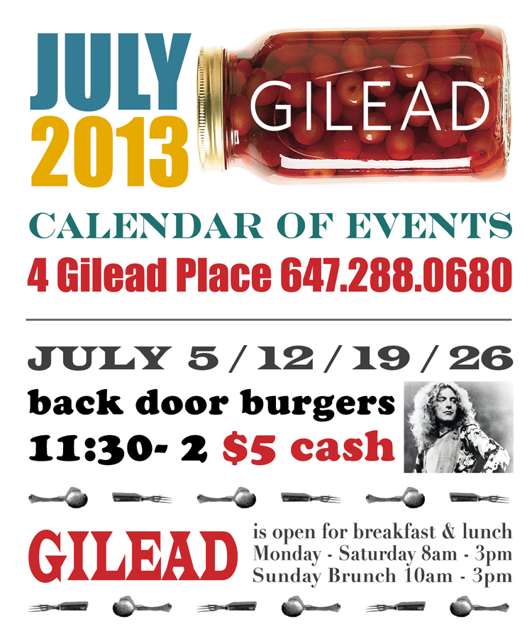 Jamie Kennedy’s Gilead – Events for July 2013